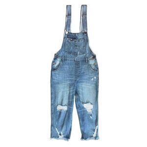 Sincerely Jules Denim Overalls Medium (M) Straight Leg Distressed Blue Jeans